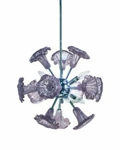 New π Dale Tiffany Yuri Purple 6-Light Art Glass Hanging Fixture Home Ceiling Lighting π