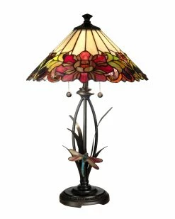 Promo β€οΈ Dale Tiffany Floral With Dragonfly Table Lamp Home Table & Desk Lamps β