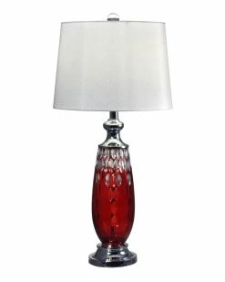 Cheapest 𧨠Dale Tiffany Red Crystal 24% Lead Hand Cut Crystal Table Lamp Home Table & Desk Lamps π₯°