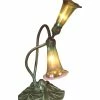 Promo ⌛ Dale Tiffany Gold Lily 2-Light Hand Blown Art Glass Bronze Accent Table Lamp Home Table & Desk Lamps 🎉