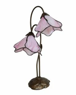 Wholesale 🎁 Dale Tiffany Poelking 2-Light Pink Lily Table Lamp Home Table & Desk Lamps 🧨