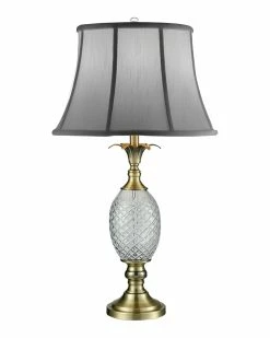 New ❤️ Dale Tiffany Brass Pineapple 24% Lead Crystal Table Lamp Home Table & Desk Lamps 🔥