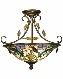 Promo 𧨠Dale Tiffany Peony Crystal Semi Flush Mount Home Sconces & Wall Mounts π