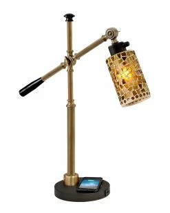 Deals 𧨠Dale Tiffany Knighton Mosaic Desk Lamp With Wireless And USB Charger Home Table & Desk Lamps β€οΈ