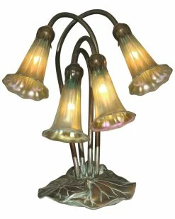 Top 10 π Dale Tiffany Gold Lily 4-Light Hand Blown Art Glass Bronze Accent Table Lamp Home Table & Desk Lamps π
