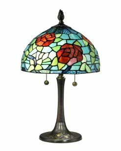 Coupon 🌟 Dale Tiffany Crimson Rosette Brass Table Lamp Home Table & Desk Lamps 👍