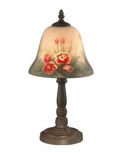 Best Pirce 🎁 Dale Tiffany Rose Bell Hand Painted Accent Table Lamp Home Table & Desk Lamps 🔥