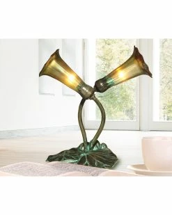 Coupon 👏 Dale Tiffany Gold Lily 2-Light Hand Blown Art Glass Bronze Accent Table Lamp Home Table & Desk Lamps 🧨 -Cheap Dale Tiffany Store 3050880648 RLLZ 2